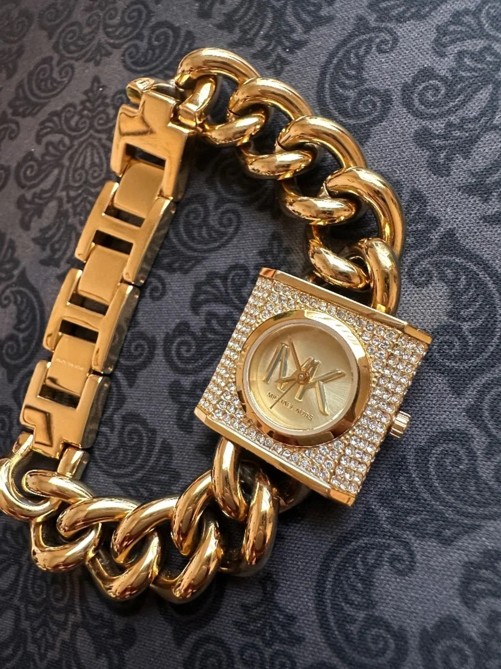 Michael Kors MK4711 Mini Lock Pavé Gold Chain Watch